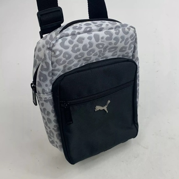 PUMA-Nylon Women Crossbody Bag Black/Gray Animal Print Zip Pockets - Picture 5 of 5